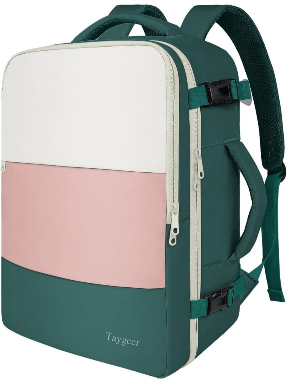 Women's Cream Green 15.6inch Laptop Mochila Flight Approved Daypack with Pocket